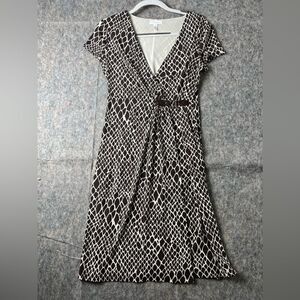 Charter Club By Macy’s Animal Print Belted Wrap Dress Deep V Neck  Size S #195